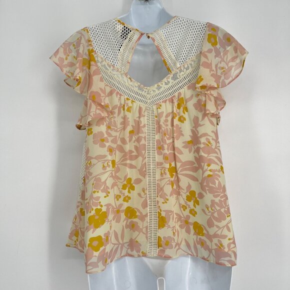 Anthropologie HD In Paris Fluttered Flores Blouse Size 0 - Picture 3 of 7